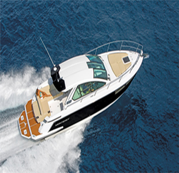 White and black marine vessel dashing through waters - Arch Creek Marina location tile